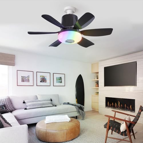 Ventilateur de plafond avec lampe et télécommande pour chambre - 4