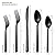 Alata Cube Black 20-Piece Forged Silverware Set Stainless Steel Flatware Set,Service for 4,Matte Satin Polished Cutlery Set,Dishwasher Safe