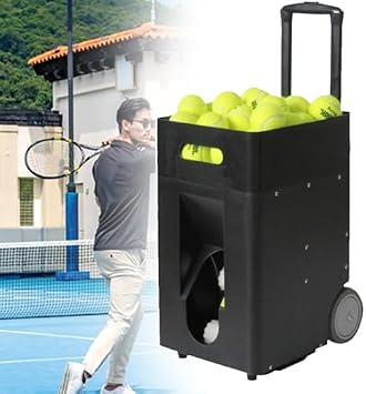 Portable Tennis Ball Machine, 50-Ball Capacity, Dual APP Remote Control, Adjustable Speed Spin, Rechargeable Battery, Ideal for Solo Practice & Skill Enhancement
