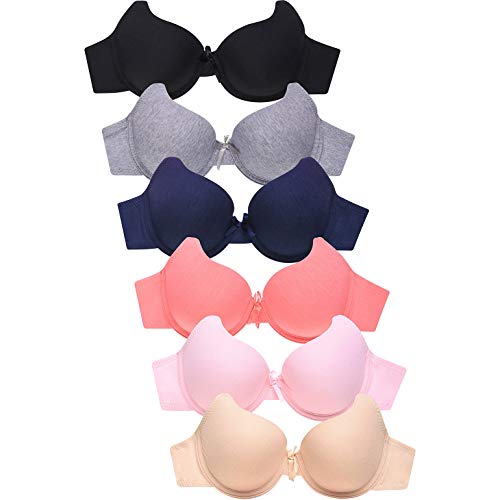 Mamia Women's Basic Lace/Plain Lace Bras (Pack of 6)- Various Styles (32B, BR4336P1)