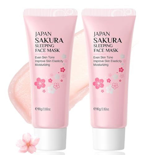 Face Mask Set - Face Masks Beauty - Sakura Sleeping Face Mask for women - Cherry Blossom Face Masks Skincare Clay Face Mask - Hydrating Face Mask day&night - Moisturizing Nourishing 2PCS