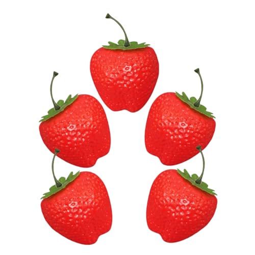 GOOHOCHY 5pcs Simulated Strawberry Model Large Fruits Fruit Decorations Photo Prop Desktop Decor Fruit Model Simulation Strawberry Decor Artificial Fruits Decoration Artificial Strawberries