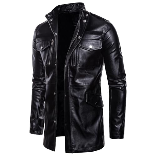 Chaqueta bomber de cuero sintético para hombre miniatura 5