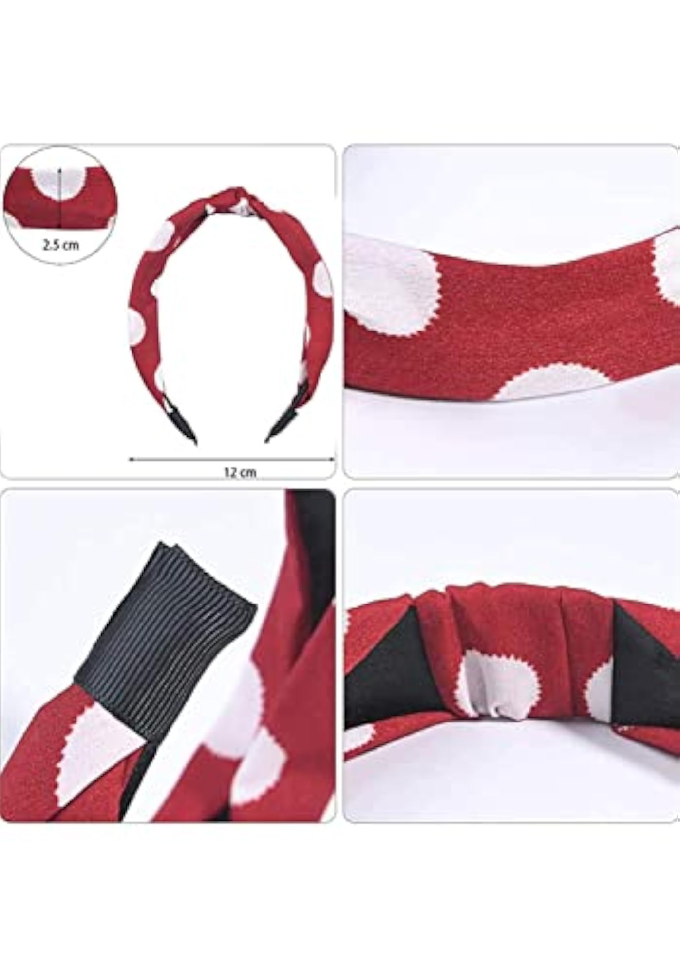 Multicolour Korean Style Solid Fabric Knot Plastic Headband for Women, Pack of 3