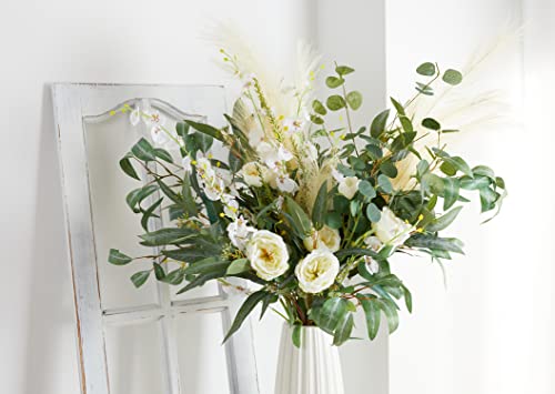 Misspin 18Pcs Tall Artificial Greeneries Spring Decor Artificial Flowers Eucalyptus Leaves Stems Set Greenery Stems Faux Reed Maple Leaves For Wedding Bouquet Table Centerpieces(Not Include Vase) #TOP3