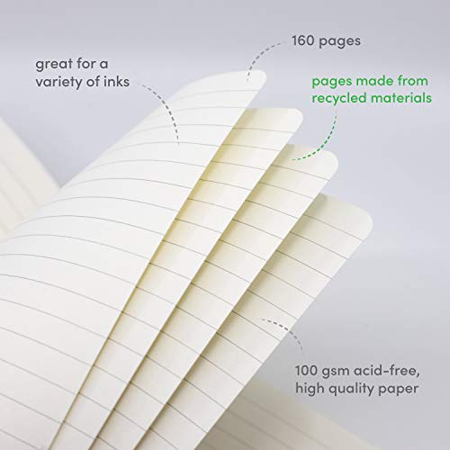 PAPERAGE Recycled Lined Journal Notebook, (Kraft Natural Brown), 160 Pages, Medium 5.7 inches x 8 inches - 100 gsm Thick Paper, Hardcover - Image 6