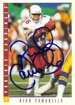 Rich Camarillo Autographed Football Card (Phoenix Cardinals) 1993 Score No.94