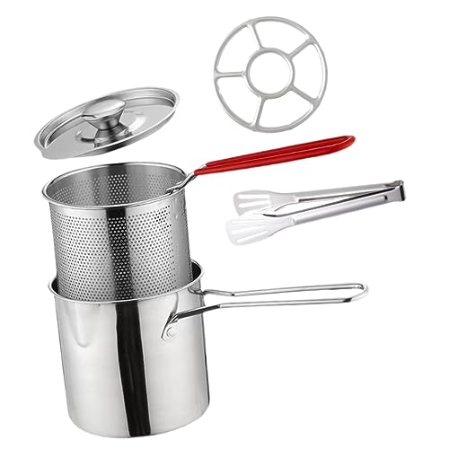 Cabilock 1Set Deep Fryer Pot with Fry Basket and Lid Lightweight Cooking Pot for Indoor Outdoor Use for Chicken Wings Onion Rings and French Fries