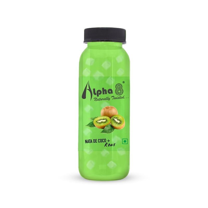 Image of ALPHA 8 FRUIT Juice with NATA De Coco Coconut Cubes Natural Energizer & Immunity Booster, Healthy Juice, High Fiber, Real Natural Taste(Kiwi Juice, Pack of 24)