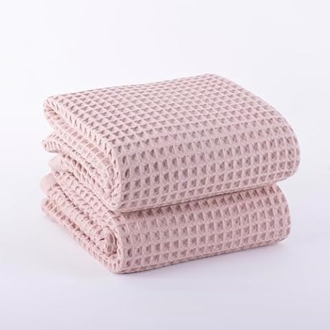 Püskül - Luxury Soft Turkish Cotton Bath Towels, Honeycomb Weave, 32X63 Inches 2-Pack (Pink Powder) Cover
