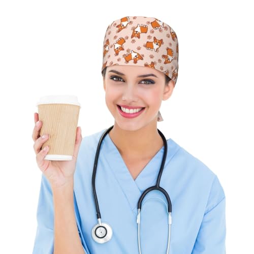 Image of Adjustable Working Cap Breathable Unisex Women Men Elastic Bandage Tie Back Hats Scrub Nursing Doctor Surgeon Cap
