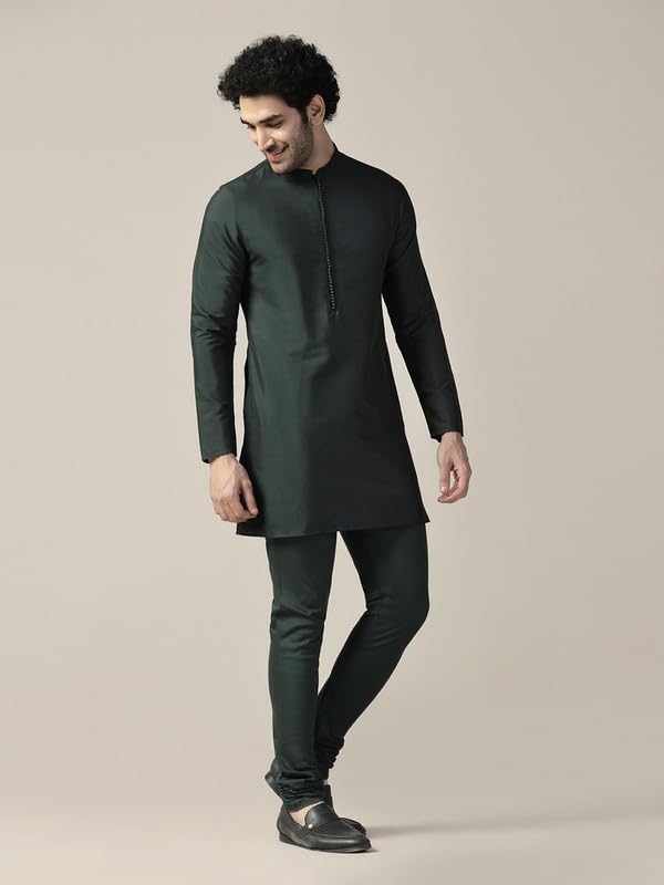 Kurta Churidar KISAH en coton mélangé vert taille 40 pour homme - 2