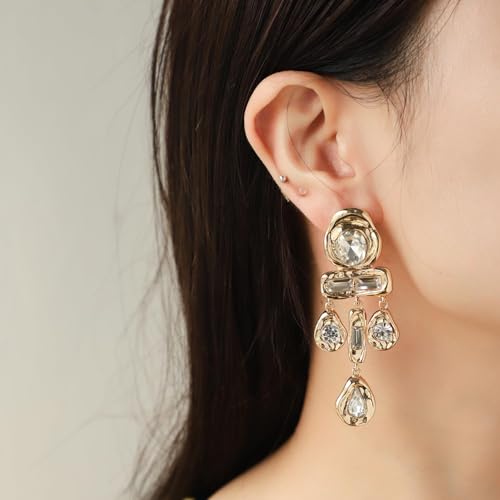 Statement Gold-Tone Crystal Drop Dangle Earrings,Party Prom Jewelry,Great Gift for women3