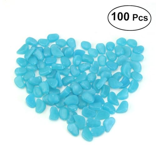 WOONEKY 100個 小石石 魚 輝き 花綱 ランタン デッキライト 太陽 ソーラーライト ガーデンライト 池の装飾 水族館 テラリウム ソーラーウォールライト屋外 庭 プール 青 Blue