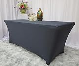 Wedding Linens Inc. Wholesale (220 GSM) 6 FT Rectangular Spandex Stretch Fitted Table Cover Tablecloths Pewter
