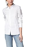 ETERNA Comfort Fit Bluse Langarm mit Hemdkragen aus 98% Baumwolle und 2% Elasthan bügelleicht Uni weiß