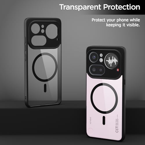 Image of Pikkme Back Cover for Nothing Phone 4a Pro 5G Compatible with Mag-Safe | Shockproof Design | Hard Transparent Back Case (Black Mag-Safe)