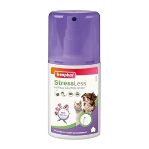 Beaphar – StressLess Herbal Calming Home & Travel Spray – Promotes a Calm Environment for Cats & Dogs at Home or In Car – Reduces Stress & Anxiety – With Valerian Extract – 125ml Spray