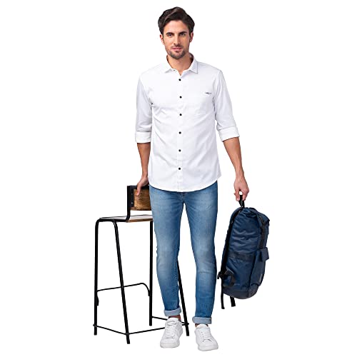 Image of Spykar Men's Regular Fit N /A Full Sleeve Solid Casual Shirts