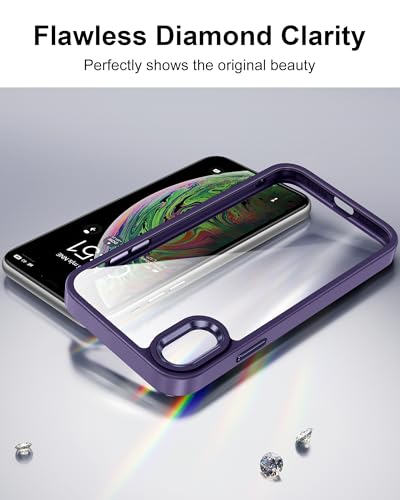 Image of HOOMIL Case for iPhone Xs Max 6.5-Inch, Non-Yellowing, Drop Protection, Anti-Scratch Transparent Hard Back Phone Cover - Dark Purple