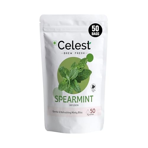 Image of Celest Spearmint Tea Bags - 50 Eco-Friendly Tea Bags | Spearmint Tea Leaves for PCOS, PCOD & Facial Hair