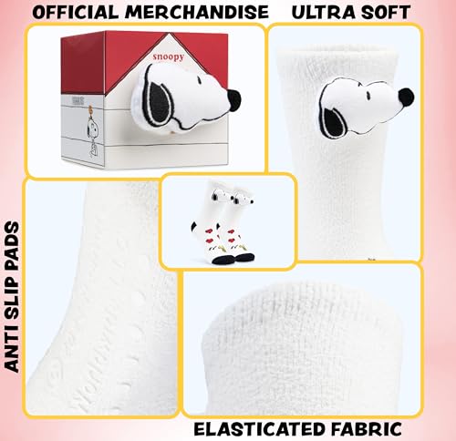 Peanuts Snoopy Womens Fluffy Slipper Socks, Non-Slip Socks - Gift for Her4