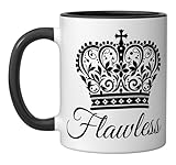 Queen Flawless Crown Regal Impeccable Tiara Princess Ceramic Mug, Black/White