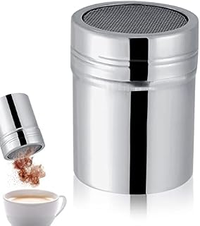 Sugar Dispenser, Icing Sugar Duster Chocolate Powder Shaker Flour Dredger Stainless Steel Fine Mesh Flour Duster for Cocoa Flour Cappuccino Icing Sugar