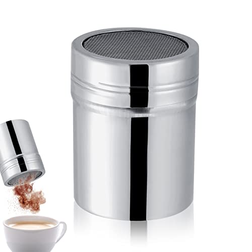 Set 2 Spargitori Per Zucchero A Velo In Acciaio Inox Con Coperchio – Per Cacao, Spezie E Farina, Setaccio Fine, Design Salvaspazio