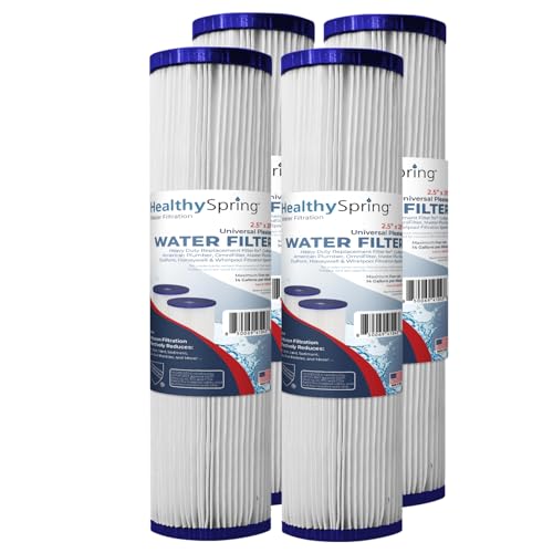 High-Performance 5 Micron 20x2.5 Whole House Pleated Sediment Filter Cartridge for Well Water Filter Replacement Compatible with ECP5-20, Made in USA, 4 Pack