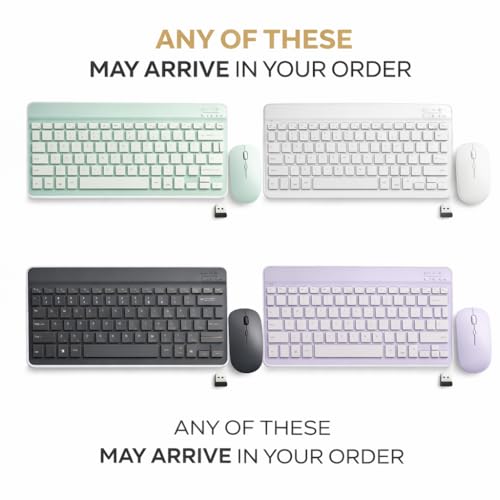 Image of Wireless Keyboard Mouse Combo Slim Bluetooth + USB Set for Laptop PC | Silent Keys Compact Mini Keyboard with Mouse | Office, Home, Travel Use (Multicolor Random)