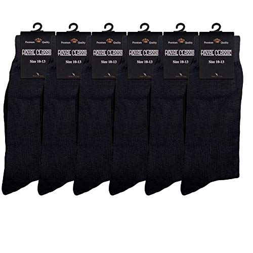 MENS BLACK OR COLOR MIX DRESS SOCKS COTTON BLEND 6 PAIRS FORMAL/SUIT/CASUAL OR UNIFORM SOCKS 10-13