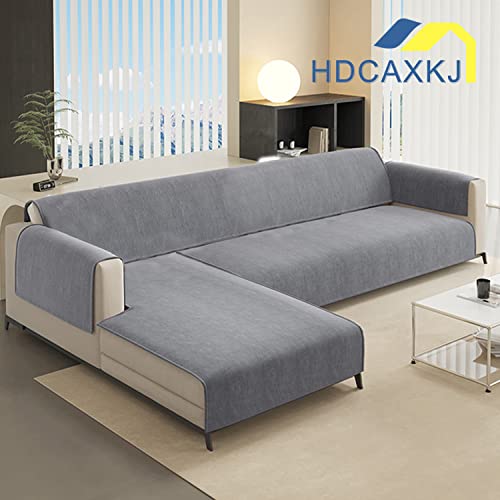 Hdcaxkj Couch Covers Chenille Fabric Corner Sectional Sofa Cover For Dogs Pets Anti Slip L Shape Sofa Slipcovers Living Room Furniture Protector 28 X 70 Inch Gray (Sold By Piece/Not All Set) #TOP1