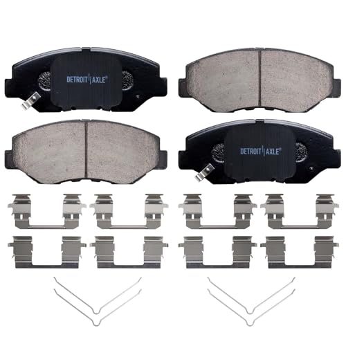 Image of Detroit Axle - Brake Pads for 02-04 Honda CR-V, 03-11 Honda Element, Front and Rear Ceramic Brake Pads w /Hardware 2002 2003 2004 2005 2006 2007 2008 2009 2010 2011 Replacement