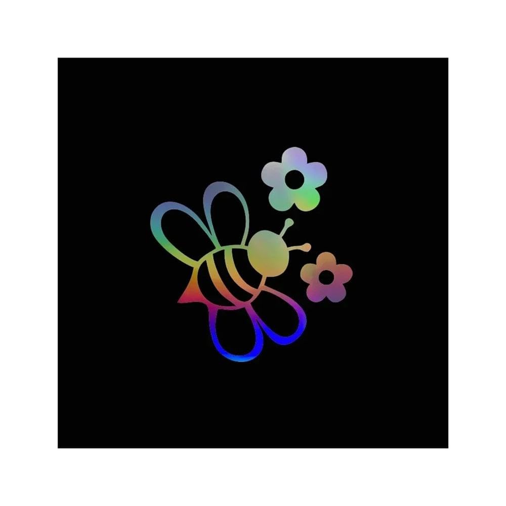 Bee Flowers Car Sticker Auto Body Bumper Windows Motorcycle Laptop Walls Vinyl Film Decal(Laser,2pcs)