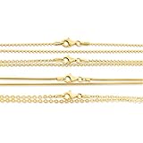 Halskette 50cm Kette aus 925 Sterling Silber vergoldet Kugelkette Erbskette Schlangenkette Ankerkette goldene Kette Gliederkette Kette ohne Anhänger online kaufen Kette Gold