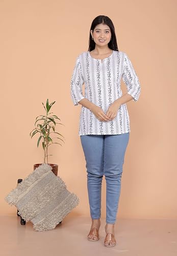 Image of Malikcraft Women's Rayon Printed Short Kurti Stylish Kurta for Women Trendy Short Kurta for Daily & Office Wear PR1