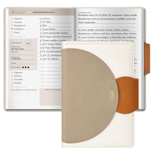 BIROYAL Rezeptbuch zum Selberschreiben A5, 120g Papier, Hardcover, Braun