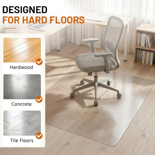 Image of Office Chair Mat for Hardwood Floors 36 inch x 48 inch, Clear Floor Protector for Rolling Desk Chairs, Heavy Duty Plastic Chair Mat for Home Office, Gaming Room, Tile, Laminate & Vinyl Flooring