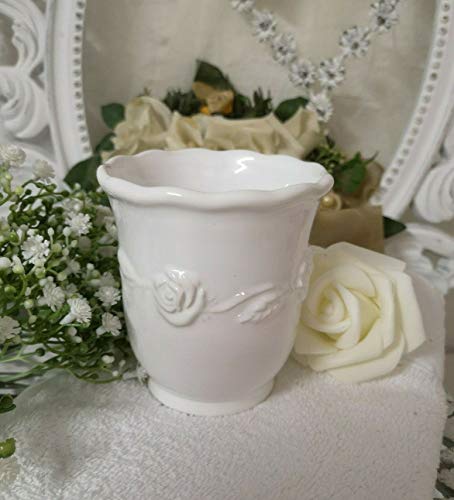 Flair Vitrine Zahnputzbecher Becher -Juliet- Keramik weiß Bad Nostalgie Landhaus Shabby French Cover
