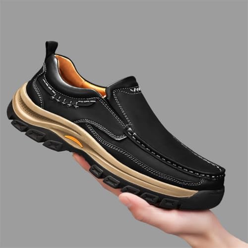 Men's Slip - On Leather Outdoor Comfortable Casual Hiking Shoes for Work Office and Beyond3