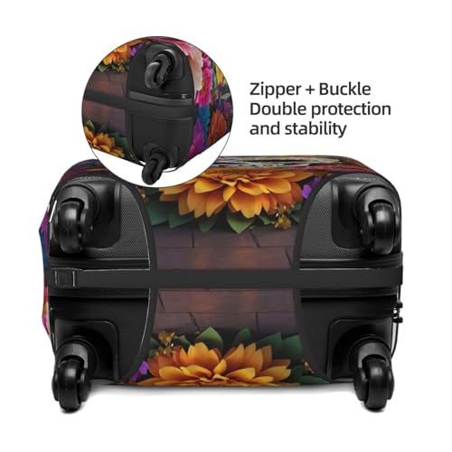 Cinco De Mayo Sugar Skull Flowers Luggage Covers For Suitcase Elastic Suitcase Cover Protector Anti Scratch Covers For 29-32 Inch Luggages XL4