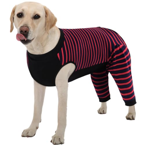 Kuoser Dog Recovery Suit with Anti Licking Rear Leg Sleeve, Red 2XL