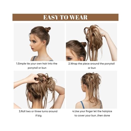 Chignon chignon elastique blond blanc effet coiffé-décoiffé - 7