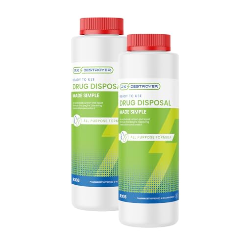 Rx Destroyer All-Purpose Formula 16 oz. Bottle Pack of 2 - Eco-Friendly Medication Buster Solution Drug Disposal for Pills Capsules Tablets Liquids