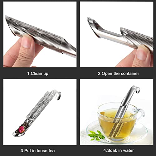 Acebon Tea Strainers For Loose Tea, 2 Pcs Stainless Steel Tea Infuser, Loose Leaf Tea Steeper, Long-Handle Tea Filters For Tea, Coffee, Seasonings, Spices, Gifts For Mother Father #TOP3