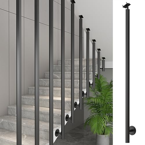 WDJBPSH Pasamanos Escalera Barandilla Balustres Metálicos Escalera, Personalizables para Escaleras Nivel e Inclinado, Spindles Laterales para Reforma(Black(1 Pc),H-60cm/23.6in)