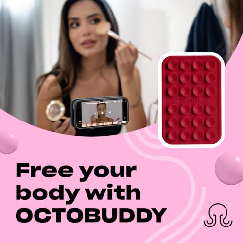 Image of OCTOBUDDY Classic - Silicone Suction Phone Case Adhesive Mount, RED