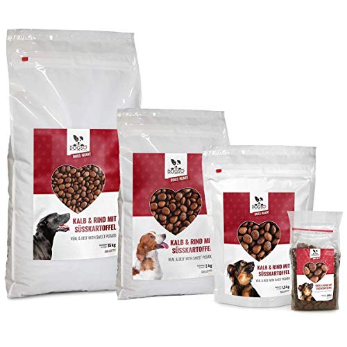 DOGS-HEART Kalb&Rind mit Süßkartoffel (5 kg) Hundefutter trocken Getreidefrei mit hohem Fleischanteil, Glutenfrei