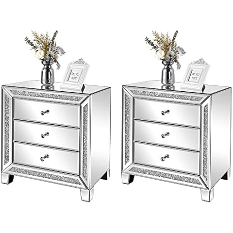 VINGLI Mirrored Nightstands Set Cover